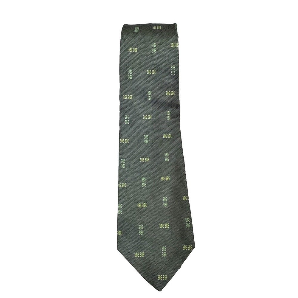 Armani Collezioni Men's Tie One Size Green 100%‎ Silk Geometric Business Classic